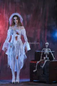 Halloween fantasma vestido de novia con velo de novia Funny Mischief traje para las mujeres