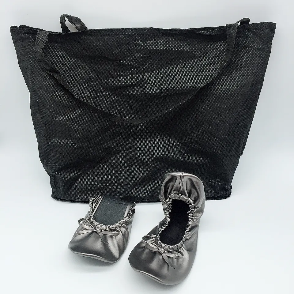 OEM Folding Rescue high heel Ballet Shoes with Expandable Tote Bag for Carrying Heels for lady