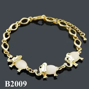Bijoux pulseira cantão 14k, joias douradas da moda, banhadas a ouro, elefante, pulseira de cabelo