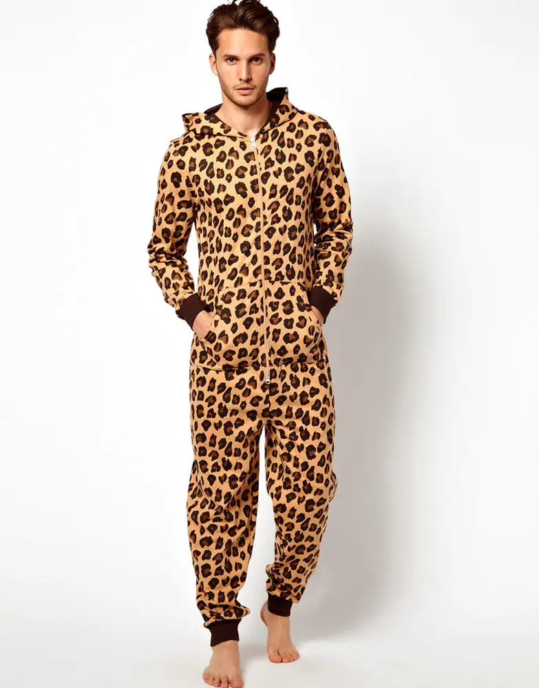 Adulto onesie pijama Com Estampa de Leopardo