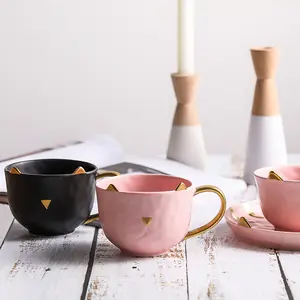 Hot Sản Phẩm Mới 3d Vàng Cát Shaped Ceramic Cốc Cà Phê