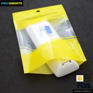 Emballage personnalisé en plastique, fenêtre transparente, sac de carte en Poly avec trou de suspension