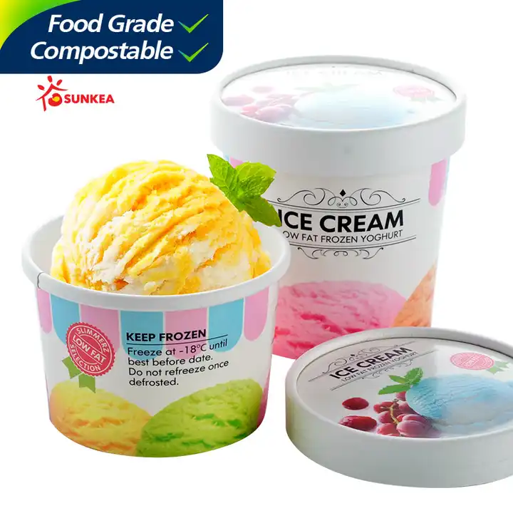 Ice cream cardboard cup 240ml 8oz white medium