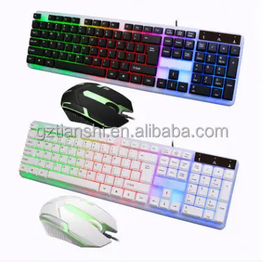 7 Farben Regenbogen Atmung hinter leuchtet russische LED-Gaming-Tastatur Maus-Set, Export hintergrund beleuchtete Tastatur von 3-Farben-PC-Tastatur Combo