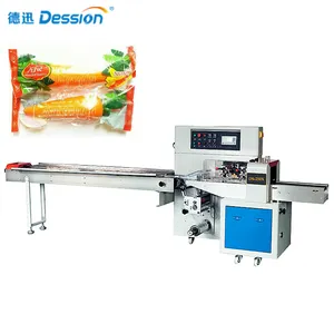 Full Automatic carrot cucumber flow wrapping packing machine