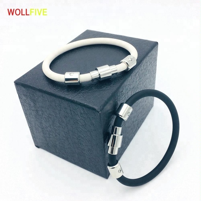 Sport Energy Good Health Germanium Negative Ion Silicone 316L Stainless Steel Charm Bracelet