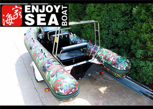 Venta Especial 2025 Botes RIB Rígidos de Fibra de Vidrio con Casco de Camuflaje, Bote Inflable con Motor Fuera de Borda - Product Image 6