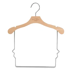 Custom Logo Hot Koop Lange Bodem Draad Speciale Body Ontwerp Natuurlijke Houten Kids Baby Baby Jas Suit Kleerhanger