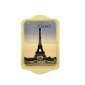 Terbaik Paris Eiffel Tower Souvenir Logo Logam Besi Tray Piring Kustom Logo Plate