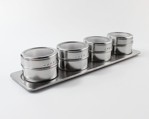 <span class=keywords><strong>Set</strong></span> di 4 Barattoli Magnetici in Acciaio Inox per <span class=keywords><strong>Condimenti</strong></span> e Spezie - Product Image 2