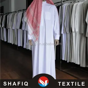 Màu Trắng Saudi Cuffing Phong Cách Hồi Giáo Arab Thobe Thawb Áo Choàng Cho Trang Phục Mùa Hè