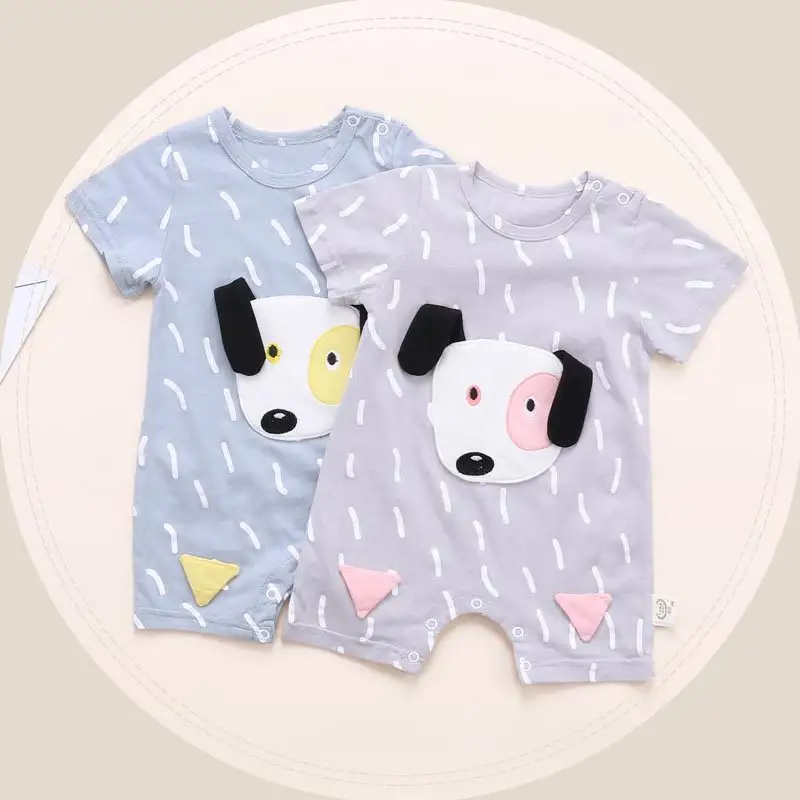 Großhandel Baby Kleidung 3D Hunde Cartoon XXX Kinder Jungen einfarbig Bio-Baumwolle Stram pler