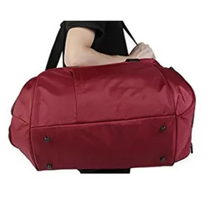 oem or odm red 600D large football waterproof dry duffle sport bag with shoe compartment