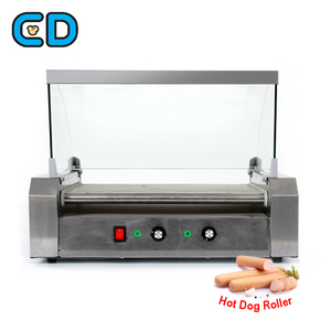 Automatic Hot Dog Griller Maker Stainless Steel 9 Roller <strong>Hotdog</strong> Roller Grill <strong>Machine</strong> With Tempering Glass Cover - Product Image 3