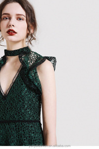 최신 가운 디자인 소녀 섹시한 패션 V-넥 레이스 맥시 긴 파티 무도회 여자 드레스 - Product Image 5