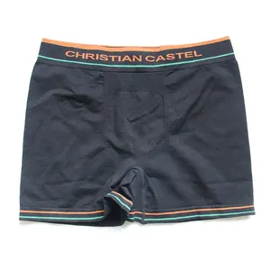 BOXER court sans couture pour homme, culotte et caleçon personnalisés, sous-vêtements avec Logo personnalisé en Spandex / Nylon avec impression, design OEM