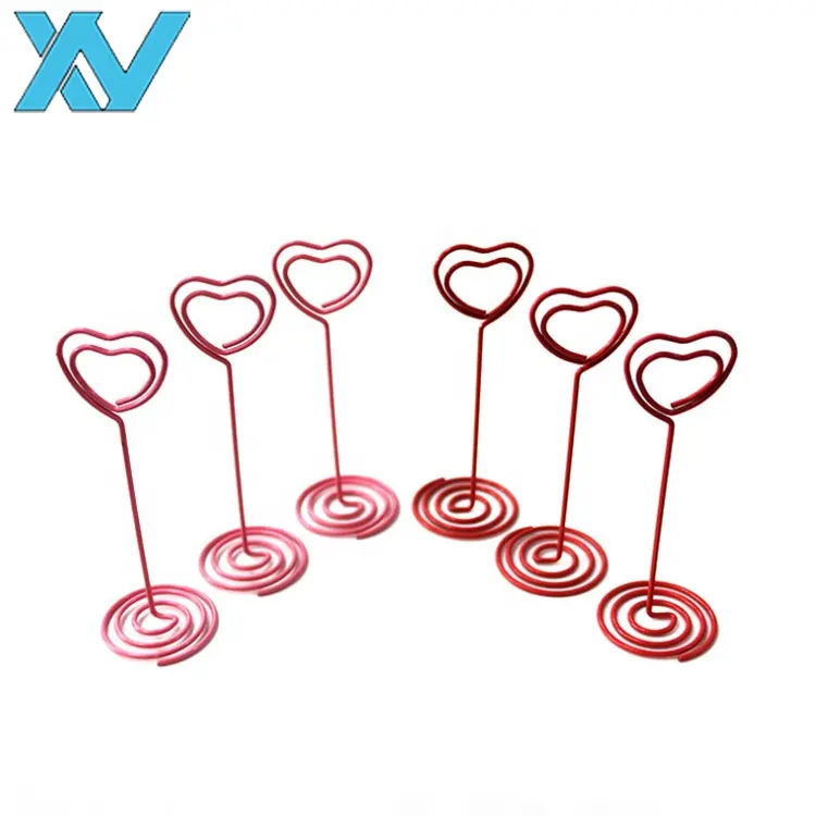 DIY Heart Ring Shape Wire Clip Table Card Photo Holder Wedding Party Office Desk Name Memo Menu Clip Christmas Party Decoration