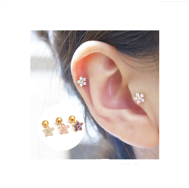 Flower Tragus Piercing Helix Piercing Cartilage Piercing 