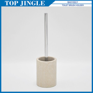 Escobilla y soporte de baño de piedra roja de cemento tradicional - Product Image 2