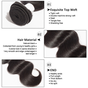 Extensioni di <span class=keywords><strong>Capelli</strong></span> Umani Brasiliani Remy Vergini con Doppia Trama a Macchina, Colore Nero Naturale, Durata 3+ Anni - Product Image 2