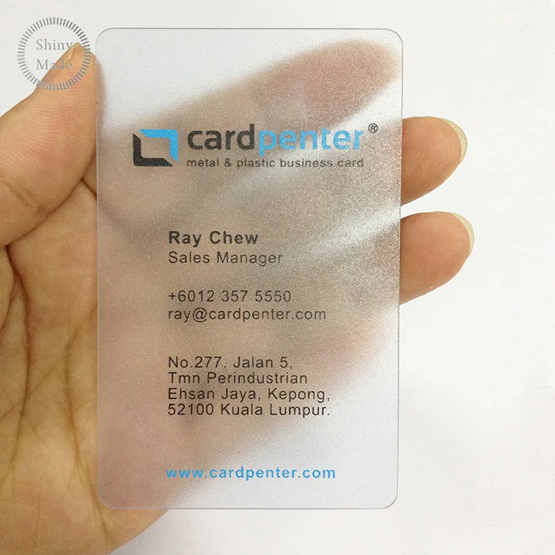 Бесплатный дизайн, изготовленные на заказ Матовые прозрачные пластиковые визитные карточки с принтом из ПВХ