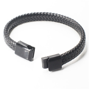 Bracciale uomo in vera pelle stile classico chiusura in titanio <span class=keywords><strong>con</strong></span> magneti stile nero - Product Image 5