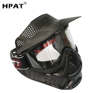 防曇レンズまたはハンティング付きオリーブまたはブラックカラーペイントボールフルフェイスマスク - Product Image 2