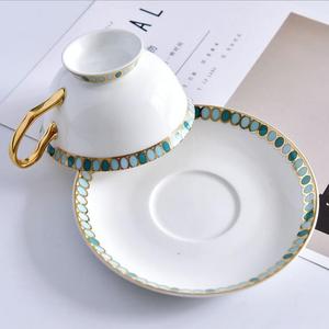 Elegante Tazza da Caffè in Fine Porcellana Ecologica con Manico Dorato, Tazza da Tè e Piattino per Regali Aziendali - Product Image 4