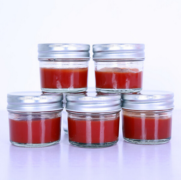 Haonai 120ml/250ml wide mouth glass jars and metal lids glass jar with silver/golden metal screw lid for storage