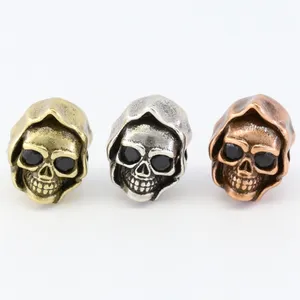 Bán Hàng Phổ Biến Brass Micro Zircon Grim Reaper Skull Trang Sức Spacer Hạt Cho Trang Sức Vòng Đeo Tay