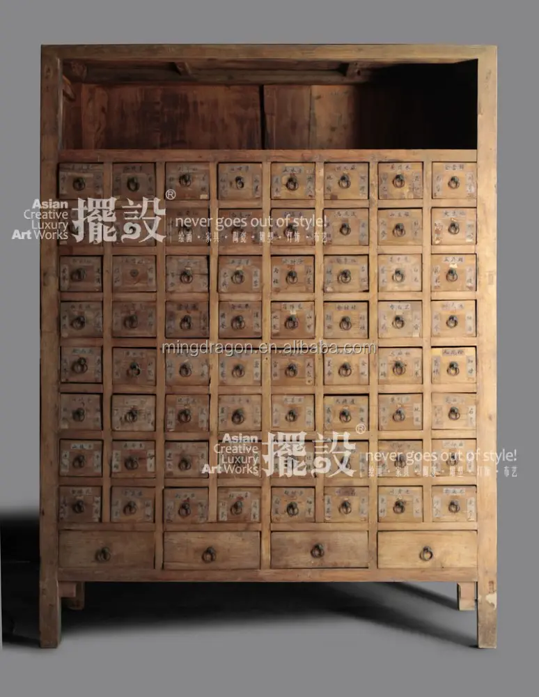 Mobili antichi cinesi-armadietto per medicinali in difficoltà con molti cassetti