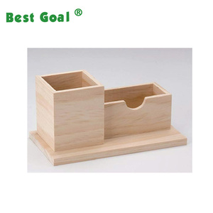 Organisateur de <span class=keywords><strong>bureau</strong></span> en bois naturel, 2 tiroirs, 1 pièce, avec porte-stylo et 2 tiroirs - Product Image 1