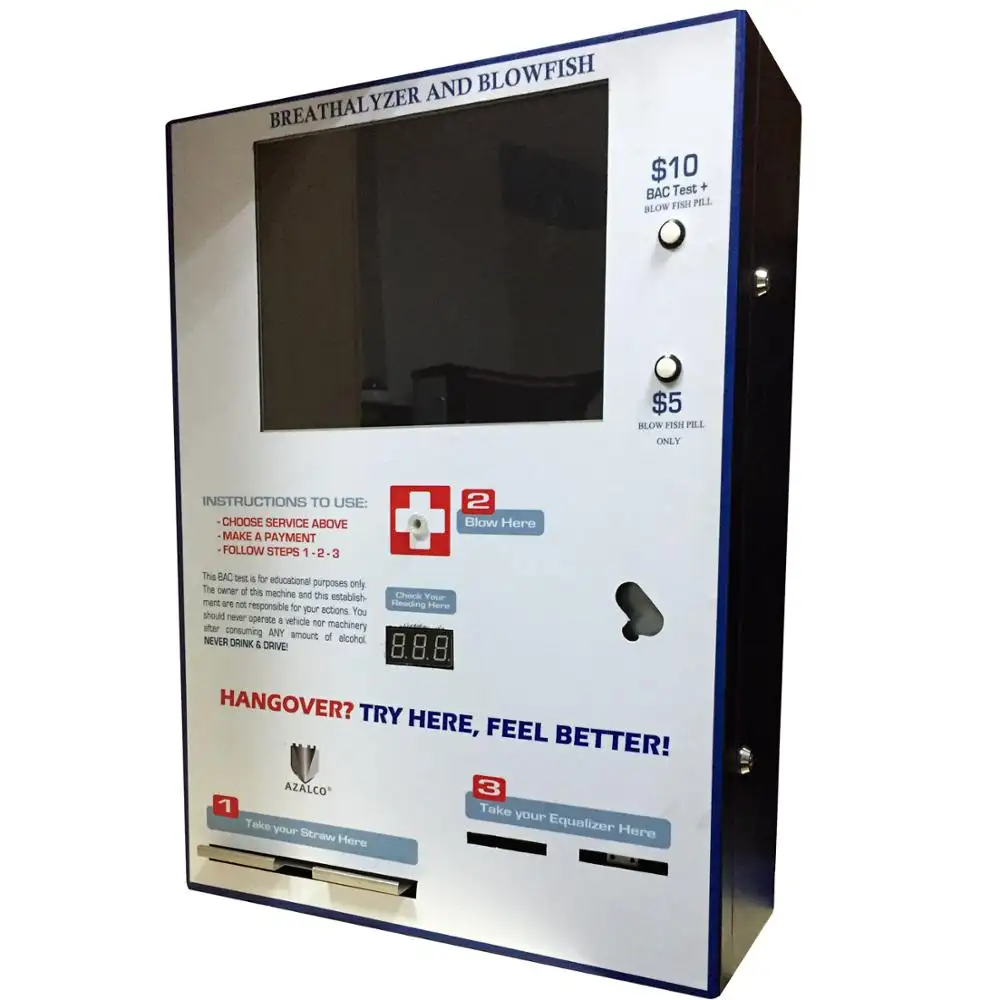 Wall Mount Breath rượu Tester bán hàng tự động breathalyzer Máy bán hàng tự động nôn nao giải pháp bằng cách thử nghiệm Bac kết quả