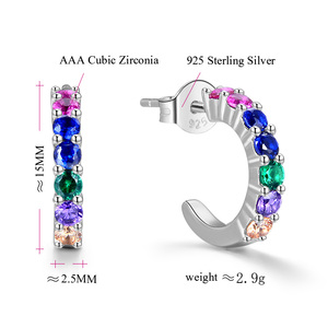POLIVA Women's 925 Sterling <strong>Silver</strong> <strong>Hoop</strong> <strong>Earrings</strong> Wholesome Fashion with Rhodium Plating Zircon Stone for Wedding Party Gifts - Product Image 2