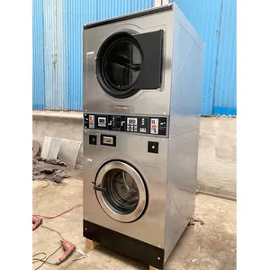 Desain Baru Komersial Koin Layanan Pemanas Listrik Laundry Stack Washer Mesin Cuci Pengering Dalam Satu