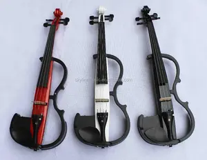 Violino elétrico de madeira sólida, silencioso violinos, peças de ébano