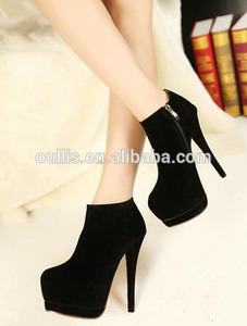 Noir talon haut pour fille. bottines. bottes, dame chaussures de mode style pz2615 - Product Image 1