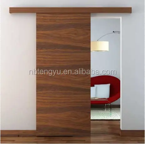 Losa de puerta de granero de madera maciza de estilo americano con herrajes para puertas correderas