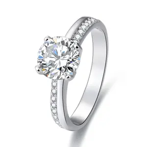 批发优雅女性饰品结婚戒指微铺路锆石钻石925银色新款时尚奢华金色设计美丽白色