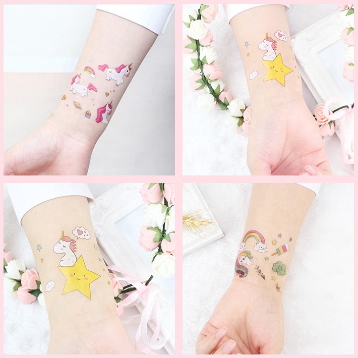 120 Tatuaggi Delicati Sulla Pelle Per Bambini, Vegani, Testati UE E Dermatologicamente Testati Tatuaggi Per Bambini E Ragazze Set Di Tatuaggi Unicorno P 497285