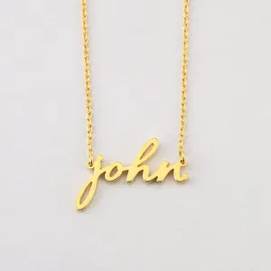 Cursief Initial Ketting Persoonlijkheid Custom 316L Rvs Naam Monogram Ketting Goud/Zilveren Vergulde Ketting