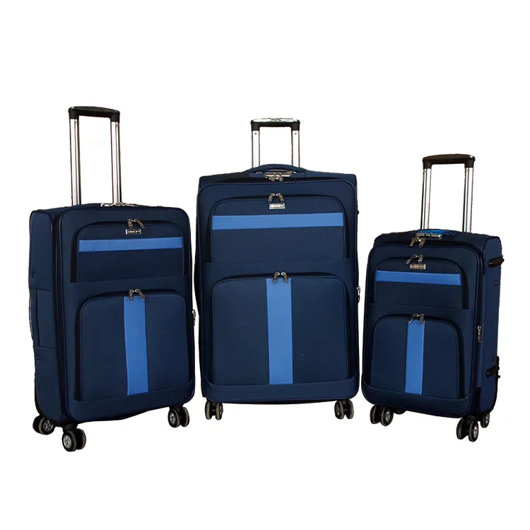 OMASKA कस्टम 3 pcs सेट ट्रॉली बैग 4 पहियों नरम नायलॉन सामान ट्राली व्यापार सामान