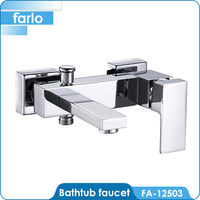 Waatfaao robinet de baignoire romaines, robinets carrés à levier unique, laiton chromé robinetterie de bain et de douche mélangeur d'eau chaude/froide