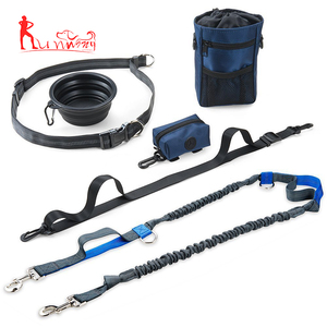 Premium manos libres running plomo doble amortiguadores auxiliares con cinturón, entrenamiento, bolsa manos Libres conjunto correa de perro para caminar senderismo - Product Image 1