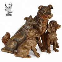 Венецианская бронзовая скульптура с холодной росписью собаки, бронзовая статуя животного в натуральную величину