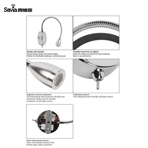 Lampada <span class=keywords><strong>da</strong></span> <span class=keywords><strong>Lettura</strong></span> a LED 3W con Collo d'Oca Flessibile e Regolabile, Applique Moderna <span class=keywords><strong>da</strong></span> Parete per Camera <span class=keywords><strong>da</strong></span> <span class=keywords><strong>Letto</strong></span>, Testiera e Hotel - Product Image 6