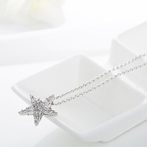 LUOTEEMI-collar de lujo Chapado en platino para mujer, cristal de circonia cúbica transparente, joyería de boda para fiesta, Estrella - Product Image 4