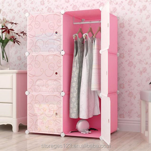 Armadio Moderno Rosa Convertibile e Pieghevole in Plastica, Mobile Contenitore con Porta Carina per la Casa, Organizzatore di Vestiti per la Camera delle Ragazze - Product Image 3