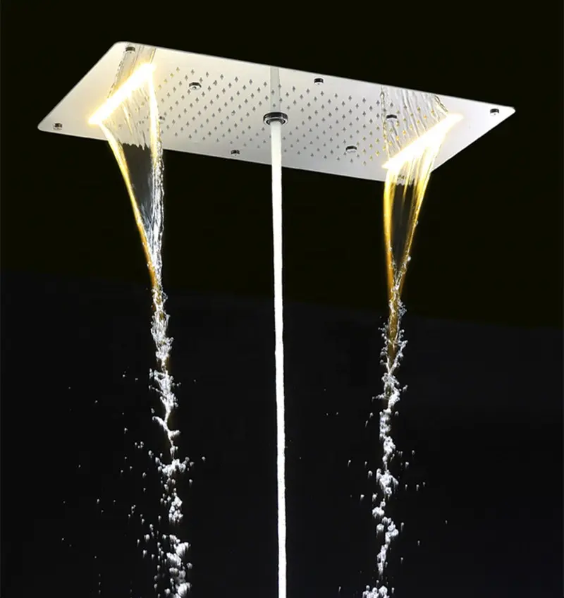 埋め込み式天井バスルームシャワー700 * 380mm降雨量、滝、スプレー、水柱多機能LEDバスルームシャワーヘッド