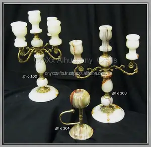 5 branches White Onyx Candle Stand in wholesale